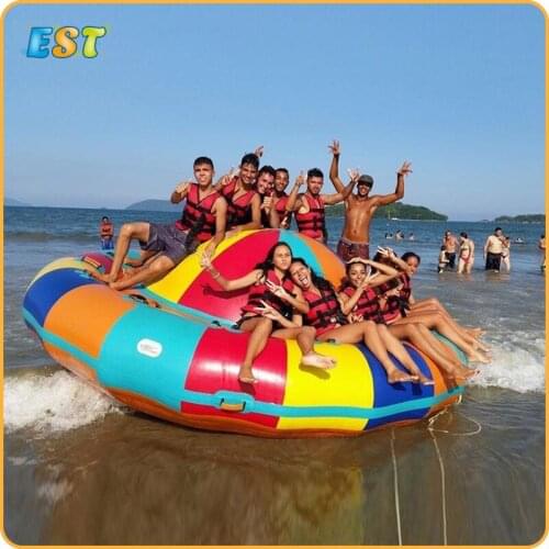 6 seats 0.9mm PVC hot sale cheap inflatable water banana boat flyfish aqua ufo disco boat