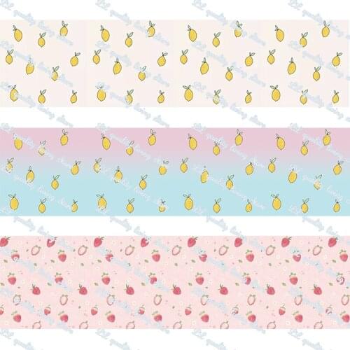 75mm cartoon fruit grosgrain printed ribbon 10/25/50 yards a set DIY Art Handmade Materials Ribbons and diy bows tape