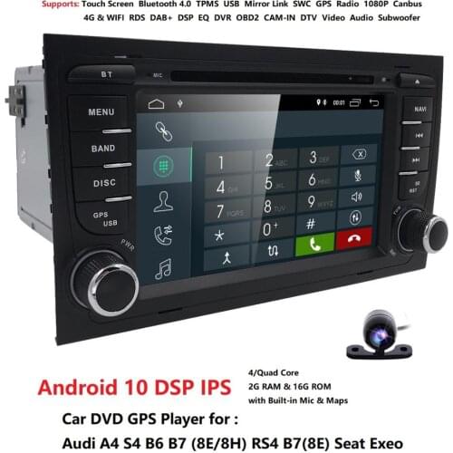 Android 10 4G CAR GPS For Audi A4 B6 B7 S4 B7 B6 RS4 B7 SEAT Exeo dvd player radio stereo IPS screen multimedia auto navigation