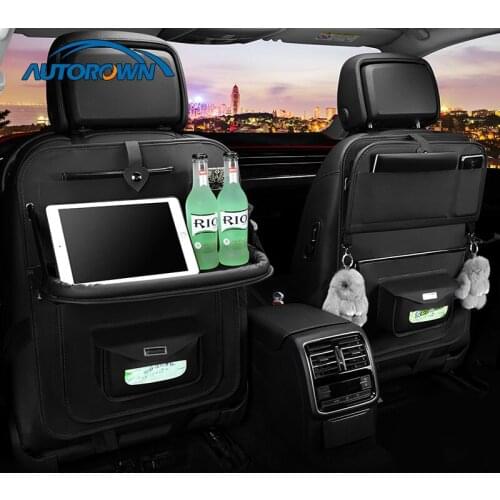 AUTOROWN 1PC Car Seat Back Organizer PU Leather Multifunction Vehicle Storage Bag Auto Interior Accessories Car Storage Bag