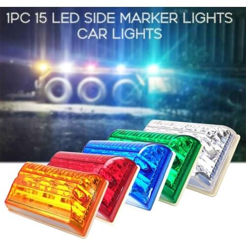 15LED Side Marker Light Car External Lamp Squarde Warning Tail Light Auto Trailer Truck Lorry Lamps Colorful 24V Car LED Lights