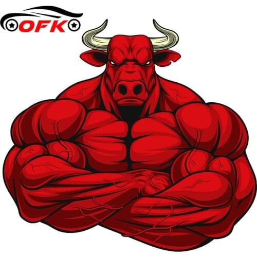 Car Stickers, Motorcycle Decals Bodybuilding Bull Decorative Accessories,to Cover Scratches Sunscreen Waterproof PVC.14* 12cm