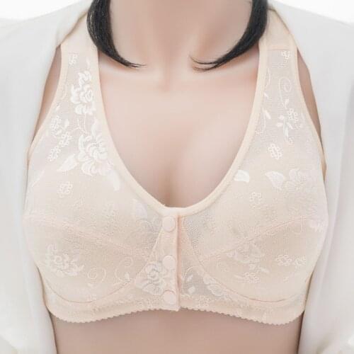 Women Front Button Bra Wireless Lace Bralette without lining Ultra-thin Cup Lingerie Underwear 95121a