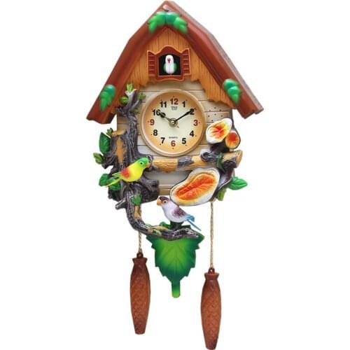 Crafts Arts Home decoration Cuckoo clock cartoon clock mute children bedroom living room wall cute bird