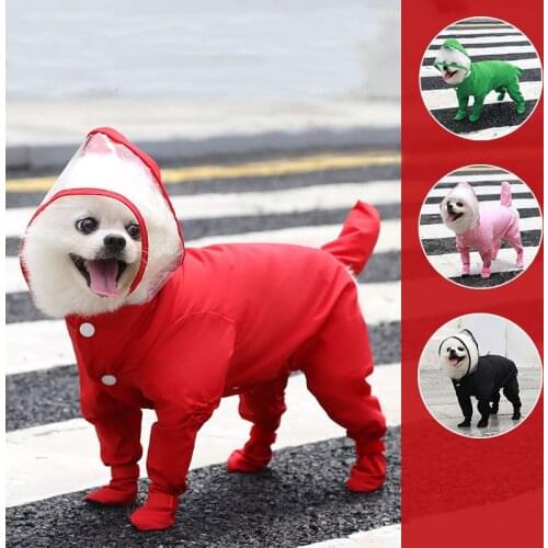 Pet Raincoat Dog Four Foot All Inclusive One-piece Raincoat With Rain Shoes Dog Head Cover Wind Proof Design Cat Products