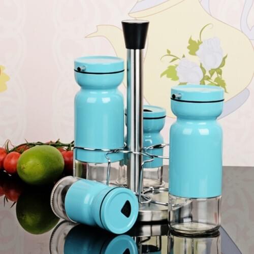 EwS Metal Turquoise Plated 4'Lü Rotating Oil Vinegar Bottle