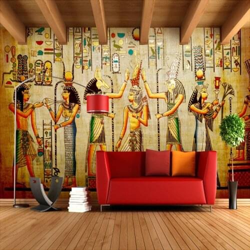 Custom Wall Mural Wallpaper Egyptian Figures Large Wall Murals Living Room Restaurant Bedroom Home Decor Wall Paper Classic 3D
