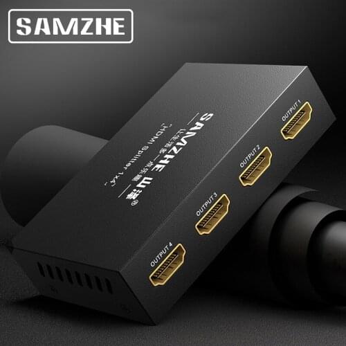 SAMZHE 4K*2K HDMI-compatible Splitter Switcher 1 Input 4 Output 2 Output 30Hz 1080P for Laptop Computer to Big Screen