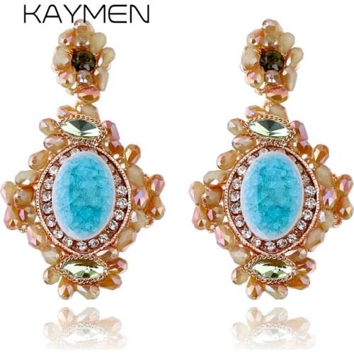 KAYMEN Girls Luxury Rhinestones, Crystal, Ceramic Handmade Drop Earrings Wedding, Party, Gift Statement Earrings EA-04123