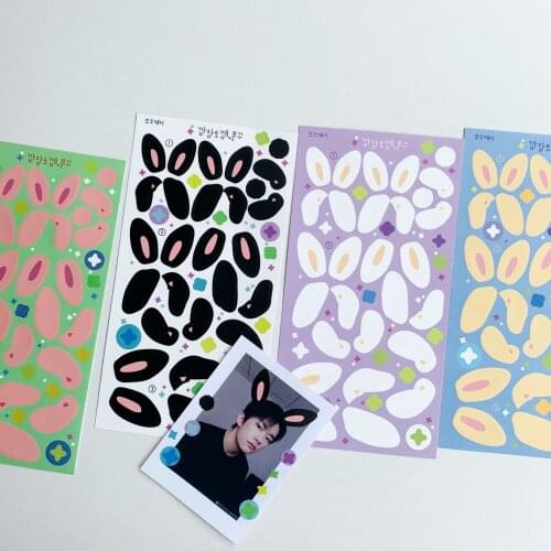 Korean Ins Rabbit Ear Stickers Handmade DIY Scrapbooking Album Kawaii Stationery Decorative Stickers Personalized