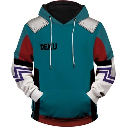 Anime My hero academia Deku Cosplay Costume 3D Printed Hooded Hoodies Pants Polyester Halloween School Uniforms