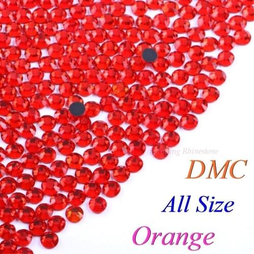 DMC Orange SS6 SS10 SS16 SS20 SS30 Mixed Size Glass Crystals Hotfix Rhinestone Iron-on Shiny Garment With Glue