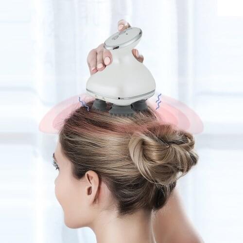 Mini Head Massager Waterproof Scalp Massager for Hair Growth Relax Handheld Stress Reliever Electric with 4 Heads Massage Roller