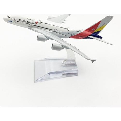 16cm Airplanes Model Asiana Airlines A380 Aircraft Alloy Simulation Plane model Kids Toys Gift Collectible