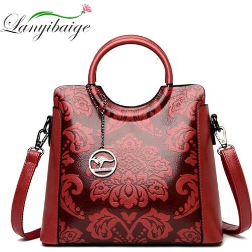 Fashion Womens Printed PU Leather Handbag Luxury Designer Retro Casual Large-Capacity Simple Ladies Elegant Diagonal Handbags