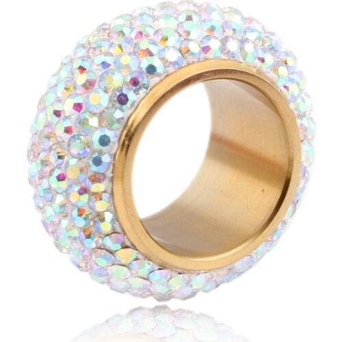 Fashion shining full rhinestone Crystal rings for women luxurious Wedding Ring Jewelry gold-Color
