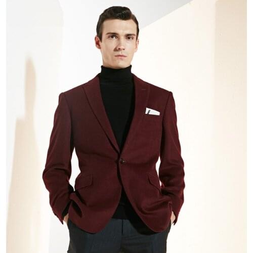 Men clothes 2018 autumn new arrivals blazer man single button smart casual wine red 39% wool wedding groom businessman wear plus