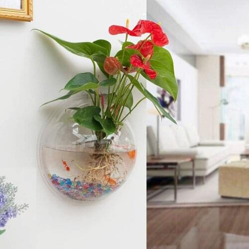 Wall Hanging Fish Bowl Mirror Round Acrylic Fish Plant Tanks and Aquariums Vase Pot for Garden, Home, Outdoor