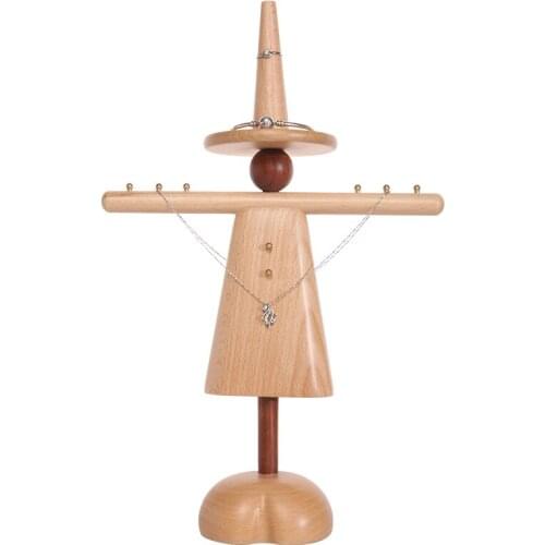 Desktop Princess Jewelry Solid Wood Storage Rack Scarecrow Necklace Pendant Display Shelf Home European Watch Rack