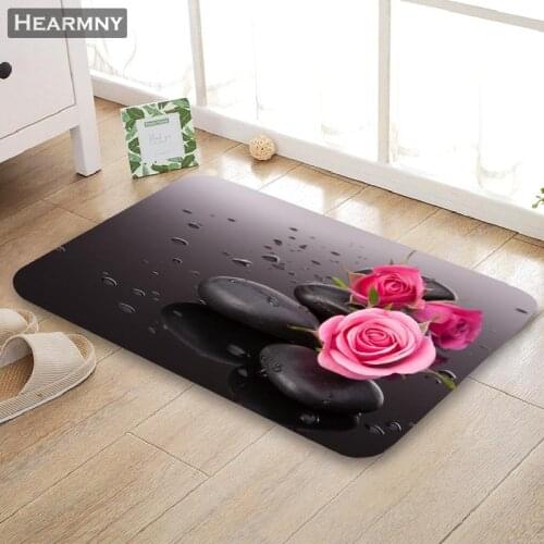 Customizable Zen Stone Doormat Floor/Bath/Kitchen/Beach Mat Flannel Sponge Fabric 3D Printed Shaggy Decoration For Bedroom
