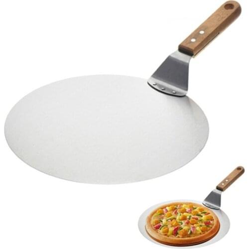 Stainless Steel 10 Inch Pizza Shovel Pizza Safety Transfer Multifunctional Cake Bread Tray Moving Plate Kitchen Baking Tools