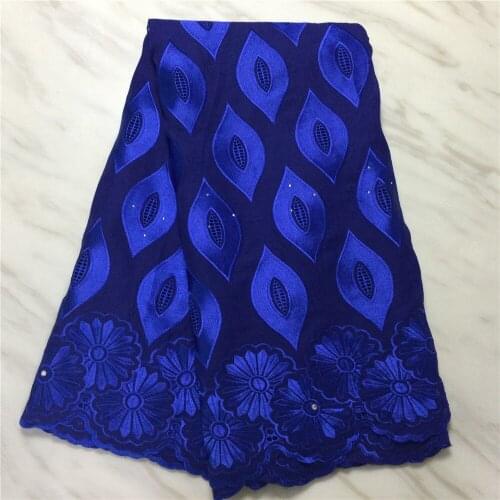 Newest Bule Swiss Voile Lace High Quality Dubai Lace Dress Embroidery Fabrics for Party 100% Real Cotton Fabrics