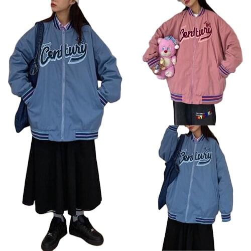 Y2K new fall oversized loose baseball jacket jacket fashion letter printing zipper long-sleeved bomber jacket sports jacket /F