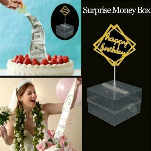 Birthday Surprise Gift Box Napkin Banknote Box Tissue Baking Box Money Pull Birthday Cake Decoration Box Surprise Money Par V8A5