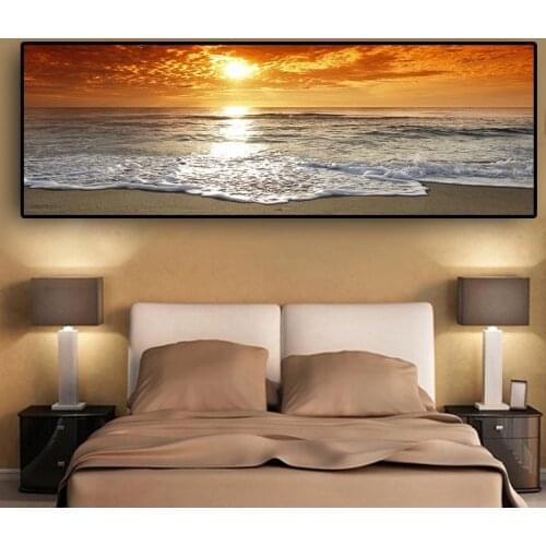 Sunsets Natural Sea Beach Landscape Posters and Prints Canvas Painting on the Wall Seascape Scandinavian Picture for Living Room