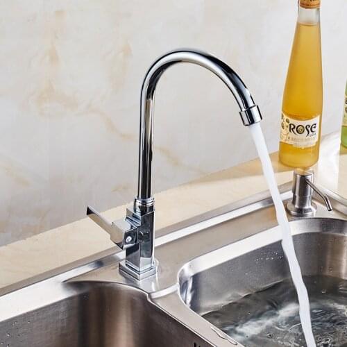 Rotated kitchen sink basin faucet chrome, Water wash basin faucet mixer pull out, Copper single cold kitchen dish basin faucet