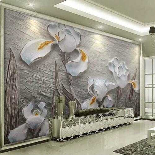 Drop Shipping Custom Photo Wallpaper For Walls 3D Embossed Flowers Background Wall Decoration Painting Non-woven Mural Parede 3D