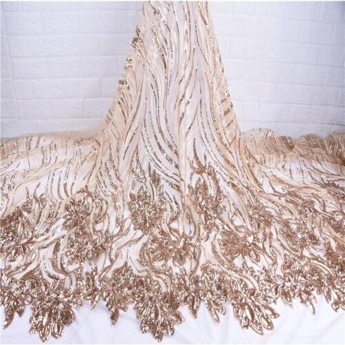 Luxury Sequin Embroidery Lace Fabric Dubai Sewing High Quality Tulle Fabric African Sequin Lace Fabric For Christmas Party Dress