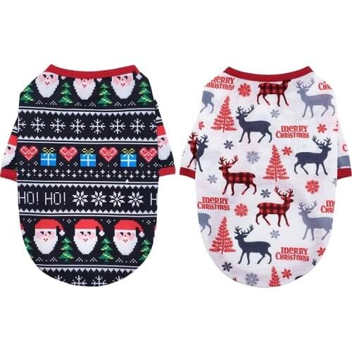 Christmas Pet Clothes Warm Cute Puppy Kitten Cat T-shirt For Small Medium Dogs Cats Chihuahua Yorkshire Clothing Costume