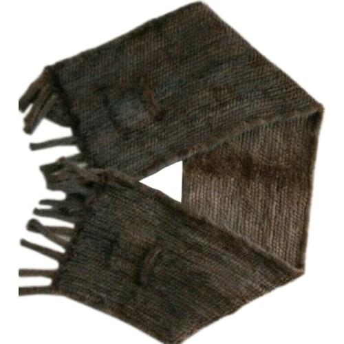 2020 winter anturm Natural Knit Mink Fur Shawl Black brown real Fur Cape big poncho 175X35cm