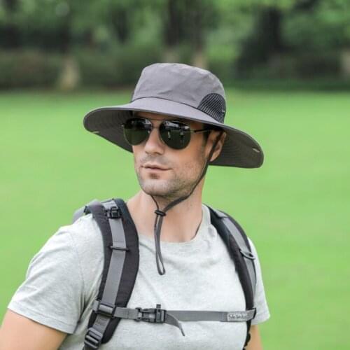 Unisex Wide Brim Fishing Hat Summer Sun Hats UV Protector Caps Breathable Mesh Men Outdoor Sports Hiking Camping Caps