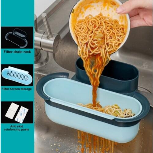 Sink Drain Filter Basket Storage Rack Sponge Storage Box Drain Kitchen Supplies Garbage Leftovers Filter Sink Hangers