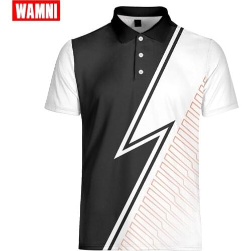 WAMNI Tennis T Shirt Fashion Men Gradient 3D Youth Polo Shirt Casual Sport Turn-down Collar Stripe Male Short Sleeve Polo-shirt