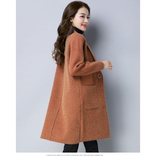 Plus Size 5XL Women Autumn Spring Cashmere Coats Loose Jackets Female Warm One Button Overcoat Outwear casaco feminino LX219