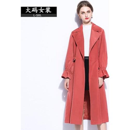 Plus size xl-5xl Big yards women lapel thick long coat 016 new fashion autumn and winter petal sleeve coat female