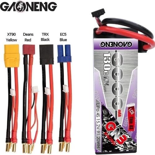 1-2PCS GAONENG GNB 15.2V 6000mAh 130C/260C LiPo Battery For RC Car Racing Spare Parts With Shell Upgrade LiHV 4S Battery