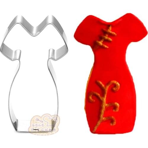 1pcs Chinese Cheongsam Dress Cookware Baking Mold Stainless Steel Cookie Biscuit Cutter Fondant Cake Decoration Tool Pastry Shop