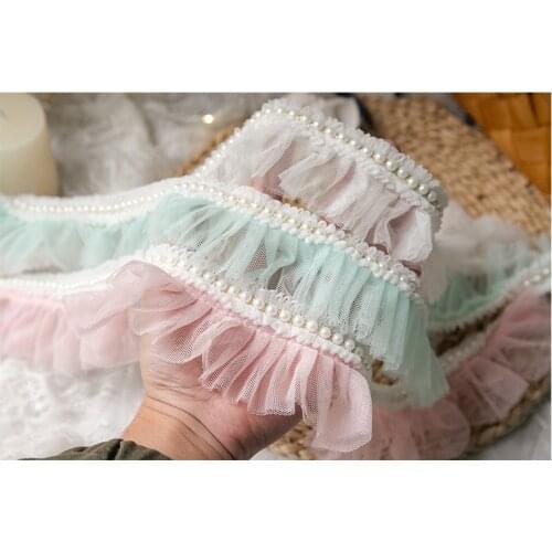 1Yard 6cm Wide Net Nail Beaded LaceTrim Collar Curtain Household Fabric Diy Lace Accessories Wedding Dress