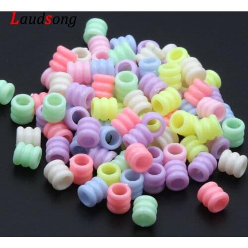 100pcs/lot 7x7mm Big Hole Acrylic Round Loose Spacer Beads For Jewelry Making Diy Bracelet Necklace