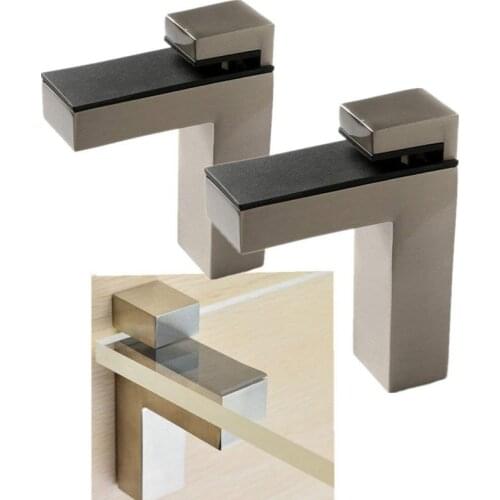 2pcs Adjustable Glass Clamp Solid Metal Wood/Glass Shelf Bracket Wall Mount Shelf Clamp Clip Furniture Hardware Fittings