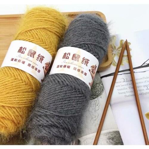 5-Piece 375G Squirrel Wool Mohair Australian Wool Hand Woven Scarf Hat Coat Baby Yarn