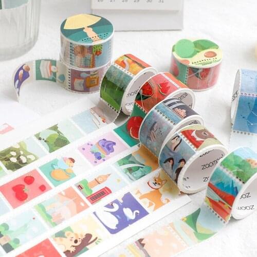 25mm Wide Good Time Series Stamp Masking Washi Tape Coffee Plant Decorative Adhesive Tape Decora Diy Scrapbooking Sticker Label