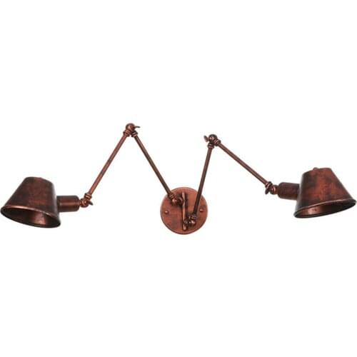 Designer adjustable wall lights antique modern industrial Long swing arm rust wall lamp E27 lights for Bathroom sconce fixture