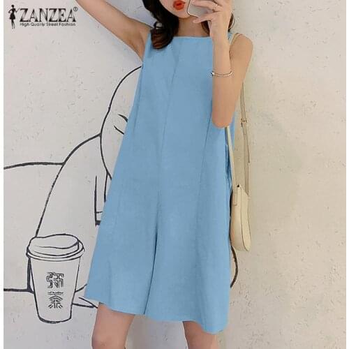 Elegant Summer Pants Women Short Playsuits 2021 ZANZEA Sleeveless Solid Rompers Female O neck Overalls Casual Pantalon