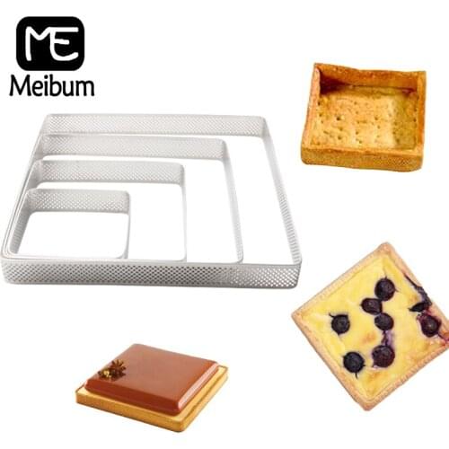 Meibum Square Stainless Steel Tart Ring Suit Pie Pan French Dessert Fruit Cream Mold Pizza Cheese Mousse Tart Mould Baking Tools