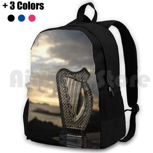 Crystal Harp At Sea Outdoor Hiking Backpack Riding Climbing Sports Bag Music Musician Harp Scenic Lever Harp Landscape Glass